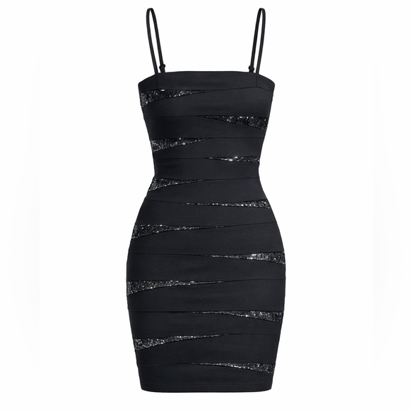 Inc International Concepts Women’s Black Strapless Sequin Bandage Mini Dress 6 - Picture 1 of 8